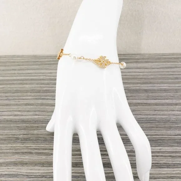 Tory Burch Gemstones and Pearl Bracelet Gold OS - Picture 4 of 16